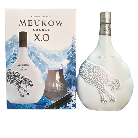 Meukow Cognac XO  Ice Panther Gift Set, 2 Glasses 70cl