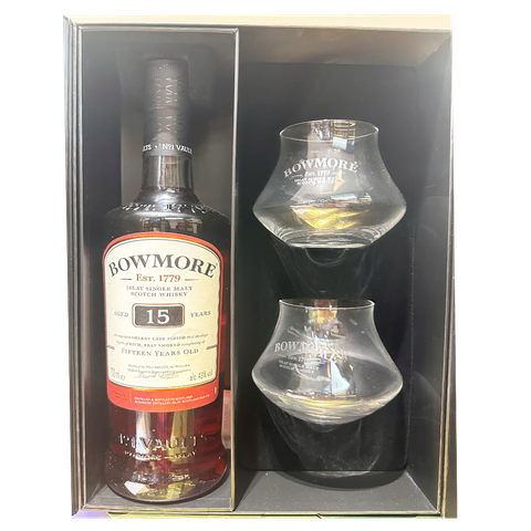 Bowmore 15YO + 2 Glasses 70cl