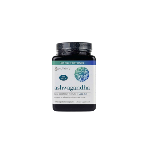 Youtheory Ashwagandha 1000 mg, 180 Vegetarian Capsules