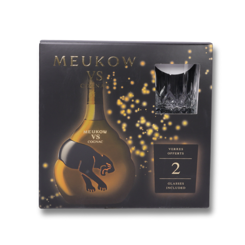 Meukow Cognac VS Gift Set, 2 Glasses 70cl