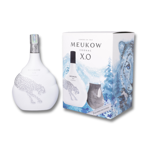 Meukow Cognac XO  Ice Panther Gift Set, 2 Glasses 70cl