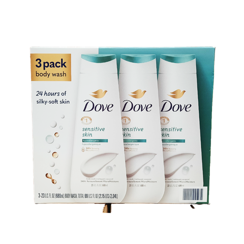 Dove Sensitive Skin Body Wash, 3-pack 23 oz ( Lốc 3 chai)
