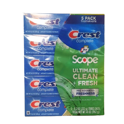 Crest Complete + Scope Advanced Active Foam Toothpaste, 8.2oz, 5-pack ( lố 5 tuýp)