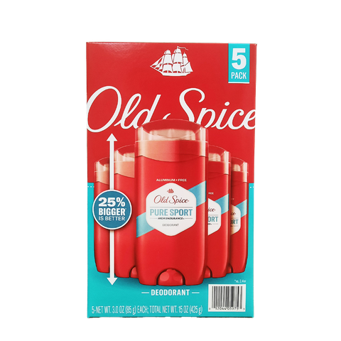 OLD SPICE DEODORANT PURE SPORT 5PK / 3oz( Lốc 5 tuýp)
