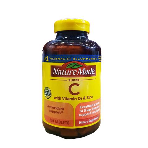 Nature Made Super C with Vitamin D3 and Zinc, 200 Tablets