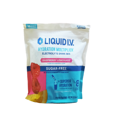 Liquid I.V. Hydration Multiplier, 30Pk Sugar Free, Raspberry Lemonade