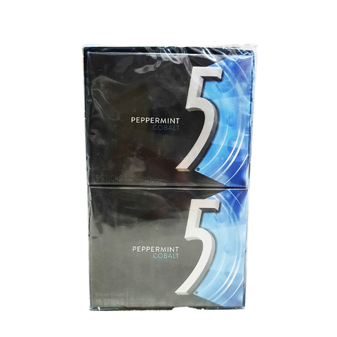5 Gum Sugar Free Chewing Gum, Peppermint Cobalt, 15 Sticks, 10ct