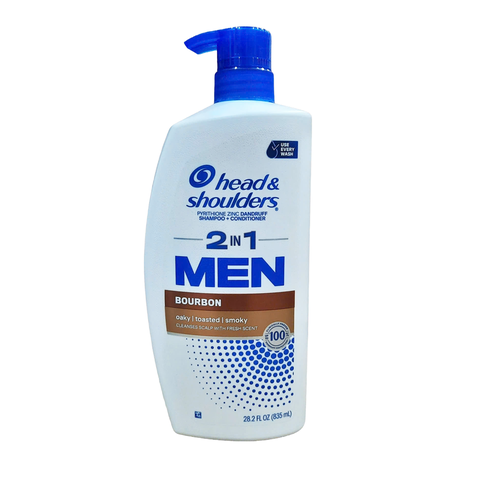 Head & Shoulders Mens 2 in 1 Dandruff Shampoo and Conditioner Bourbon, 28.2 oz