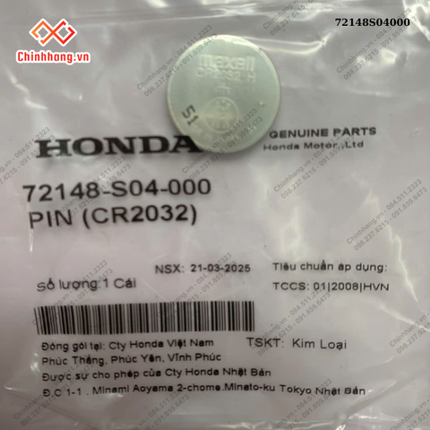 PIN(CR2032) Pin Chìa Khoá Điều Khiển Remote SH, Vision, Air Blade, Lead, SH Mode, PCX