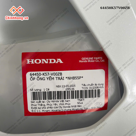 Ốp ống yếm trái *NHB55P*-BỘ NHỰA WAVE BLADE SỐ TRẮNG ĐEN THƯỜNG