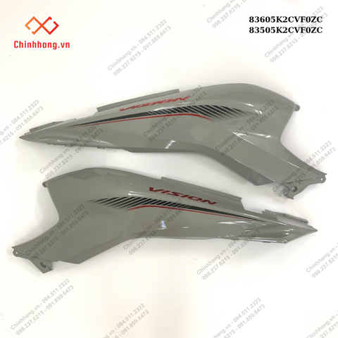 Bộ ốp sườn trái phải *NHC60P*-BỘ NHỰA Vision 2023 phiên bản thể thao,Màu Xám Xi Măng Đen