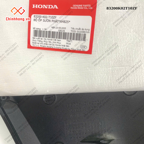 Bộ ốp sườn phải*NHB25*-BỘ NHỰA SH 150-2012 MÀU ĐEN