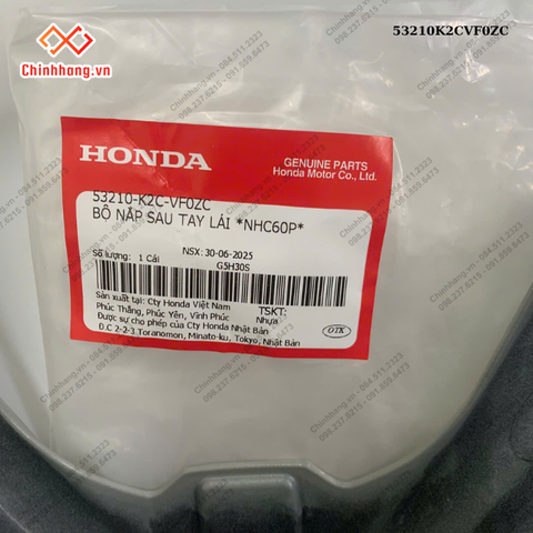 Bộ nắp sau tay lái *NHC60P*-BỘ NHỰA Vision 2023 phiên bản thể thao,Màu Xám Xi Măng Đen