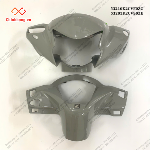 Bộ nắp tay lái trước sau*NHC60P*-BỘ NHỰA Vision 2023 phiên bản thể thao,Màu Xám Xi Măng Đen