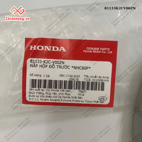 Nắp hộp đồ trước *NHC60P*-BỘ NHỰA Vision 2023 phiên bản thể thao,Màu Xám Xi Măng Đen