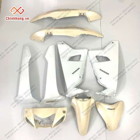 BỘ NHỰA BÓNG VÀNG TRẮNG-BỘ Wave Alpha 110cc năm 2024 Phiên bản cổ điển Màu Vàng