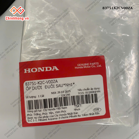 Ốp dưới đuôi sau*NH1*-BỘ NHỰA Vision 2023 phiên bản thể thao,Màu Xám Xi Măng Đen