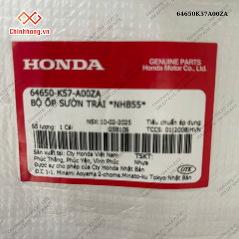 Bộ ốp sườn trái *NHB55*-BỘ NHỰA WAVE BLADE SỐ TRẮNG ĐEN THƯỜNG