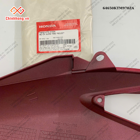 Bộ ốp sườn trái *R313C*-BỘ NHỰA FUTURE Neo 125-2005- màu đỏ đậm