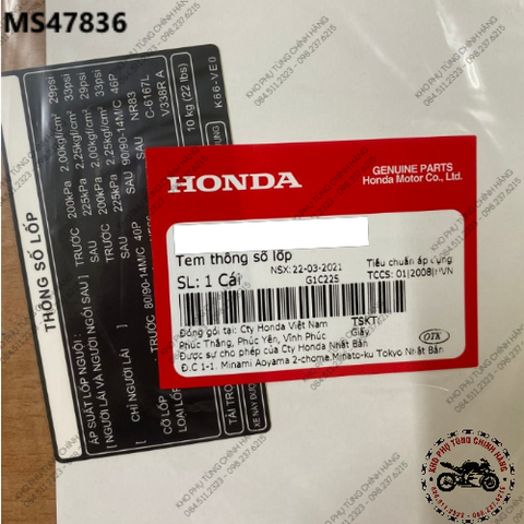 Tem thông số lốp