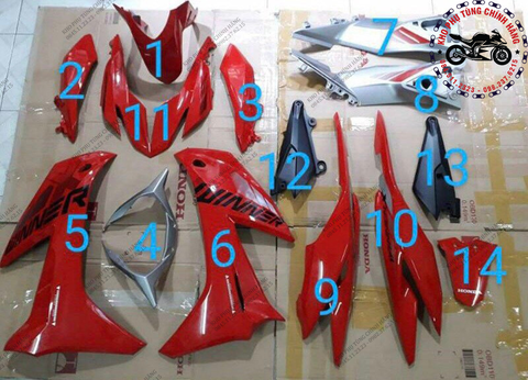 14 chi tiết nhựa màu theo xe Winner X-2019. Có đủ các màu theo xe