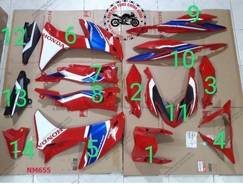 14 chi tiết nhựa màu theo xe Winner X-2019. Có đủ các màu theo xe