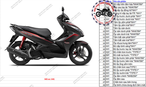 Bộ dàn áo AirBlade -2014 đen mờ