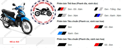 Bộ nhựa dàn áo wave Blade (xe số)-2021  BẢN Tiêu chuẩn (Có 3 màu: Xanh-Đen-Đỏ)