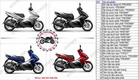 Bộ dàn áo AirBlade bản cao cấp -2016 (Có 4 màu)