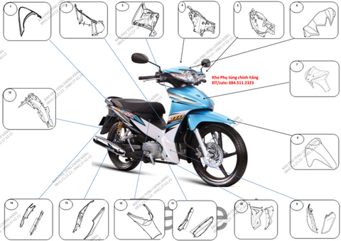 Bộ nhựa dàn áo wave RS110 cc- 2011 (Có 4 màu: Đỏ, vàng, xanh đậm, xanh nhạt)