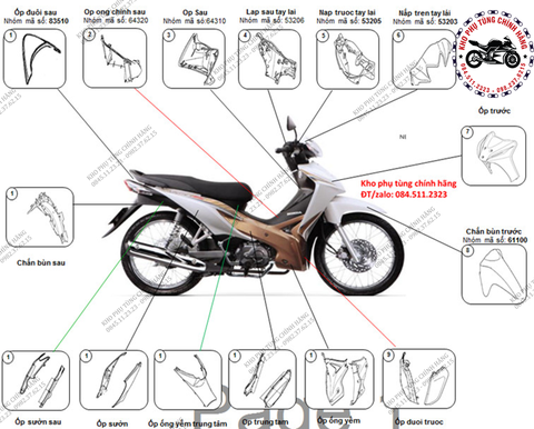 Bộ nhựa dàn áo wave S110 -2011 (Có 5 màu: Đỏ-Đen-Xanh-Trắng-Bạc)