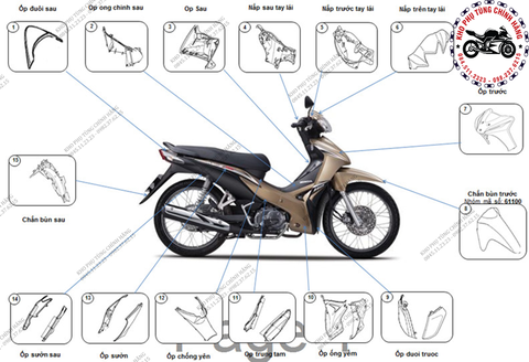 Bộ nhựa dàn áo wave S110 -2011 (Có 3 màu: Đỏ-Đen-Vàng)