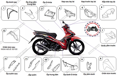 Bộ nhựa dàn áo RSX 110cc- 2010-(Có 4 màu: Xanh-Đen-Trắng-Đỏ)