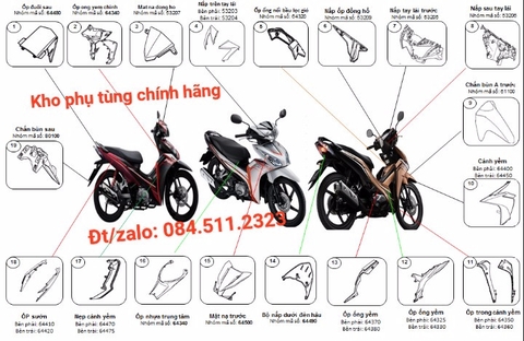 Bộ nhựa dàn áo RSX 110cc- 2012-(Có 6 màu: Xám bạc-Trắng- Vàng đồng-Đen-Đỏ đen-Trắng đen)