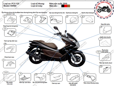 Bộ nhựa dàn áo PCX-2010 (Có 4 màu: Trắng-Đen-Đỏ-Vàng)
