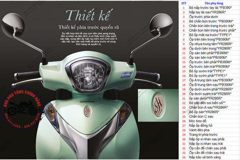 Bộ nhựa dàn áo SH Mode- 2015. Có 7 màu