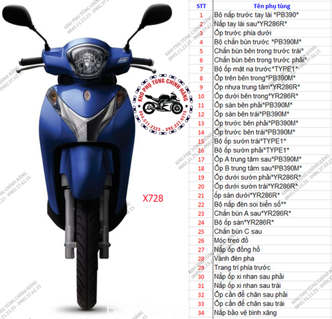 Bộ nhựa dàn áo SH Mode- 2016. Có 7 màu