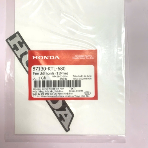 Tem chữ honda (110mm) WAVE CÁ