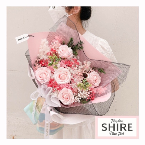 Hoa khô/Hoa bất tử size lớn tone màu hồng/xanh dương