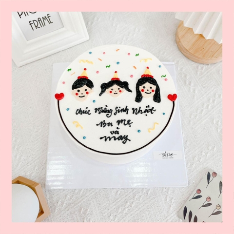 Bánh kem vẽ hình gia đình - Bánh kem sinh nhật
