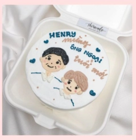 Mini Bento vẽ người - Bánh kem bơ mini hộp bã mía