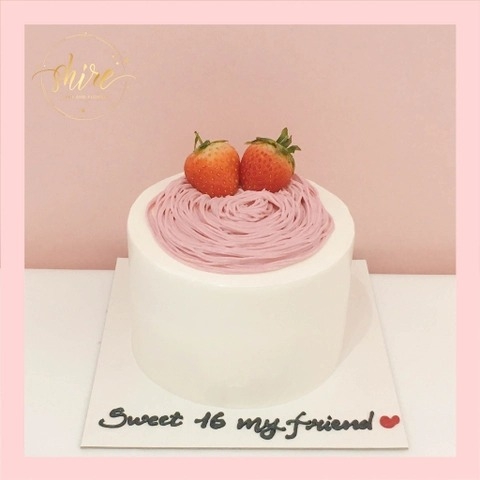 Bánh mini trang trí dâu tây - Bánh kem bơ mini 10-12cm