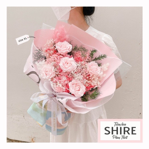 Hoa khô/Hoa bất tử size lớn tone màu hồng/xanh dương