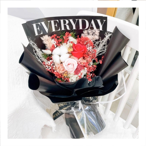 Hoa khô/Hoa bất tử size lớn tone màu hồng/đỏ