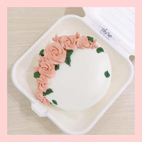 Mini Bento vẽ hoa lá - Bánh kem bơ mini hộp bã mía