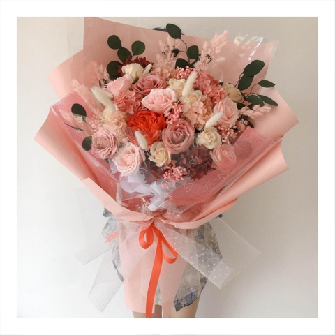 Hoa khô/Hoa bất tử size lớn tone màu hồng/đỏ