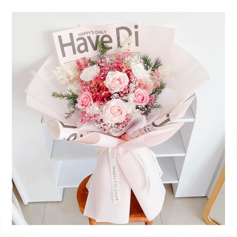 Hoa khô/Hoa bất tử size lớn tone màu hồng/đỏ