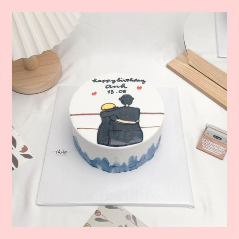 Bánh vẽ hình cặp đôi - Bánh kem sinh nhật