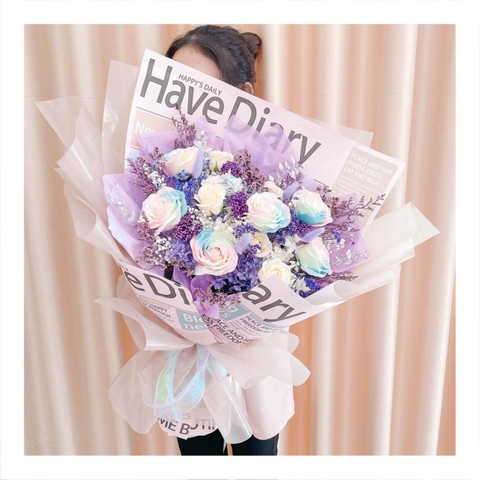 Hoa khô/Hoa bất tử size lớn tone màu tím