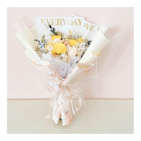 Hoa khô/Hoa bất tử size lớn tone màu vàng/cam